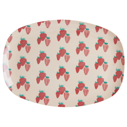 Strawberry Print Rectangular Melamine Plate By Rice